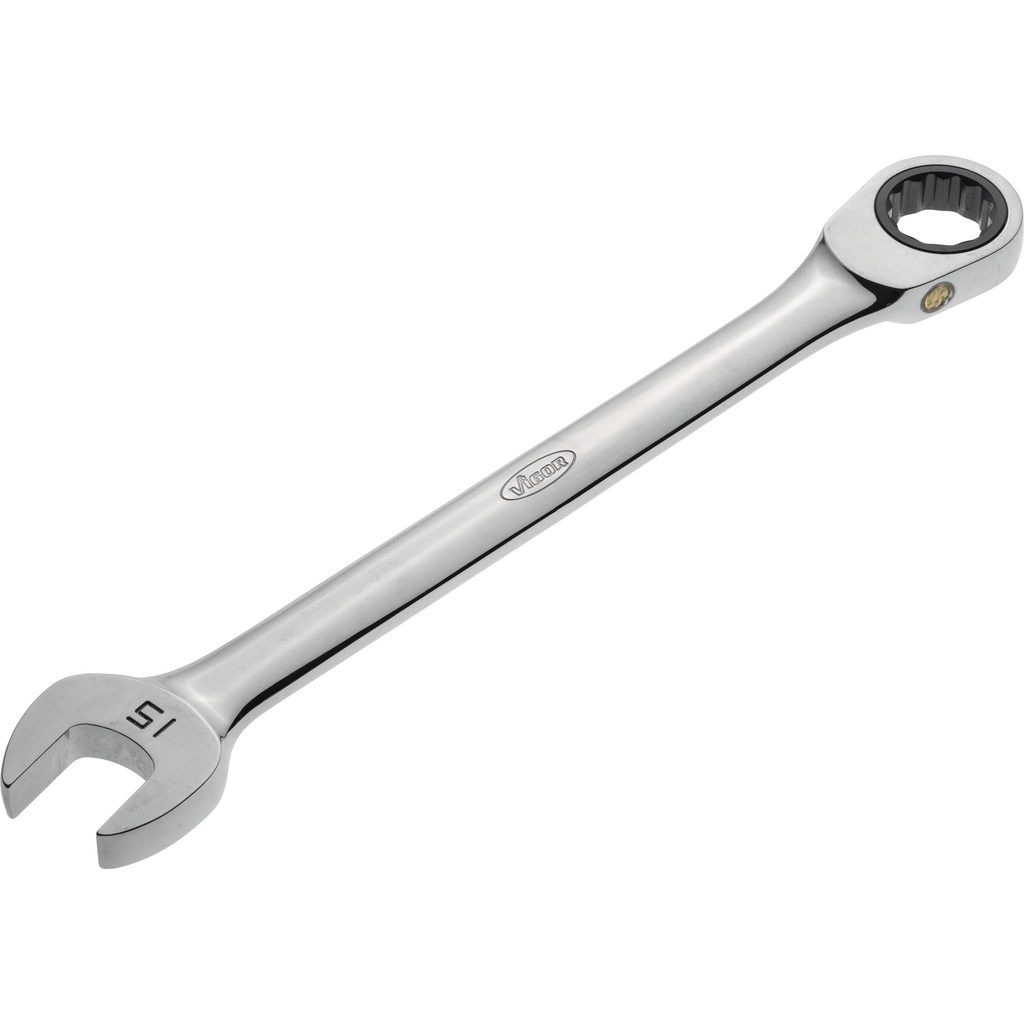 Ratcheting combination wrench ∙ long ∙ size 15 mm (V1026, VIGOR)