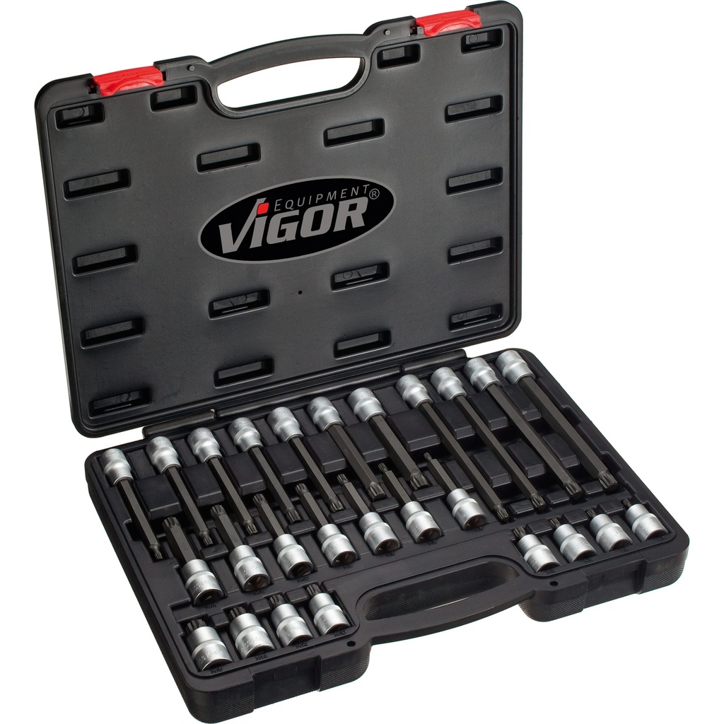 Screwdriver socket set for screws with internal serration (XZN) ∙ size M5 – M16  (V1918, VIGOR)