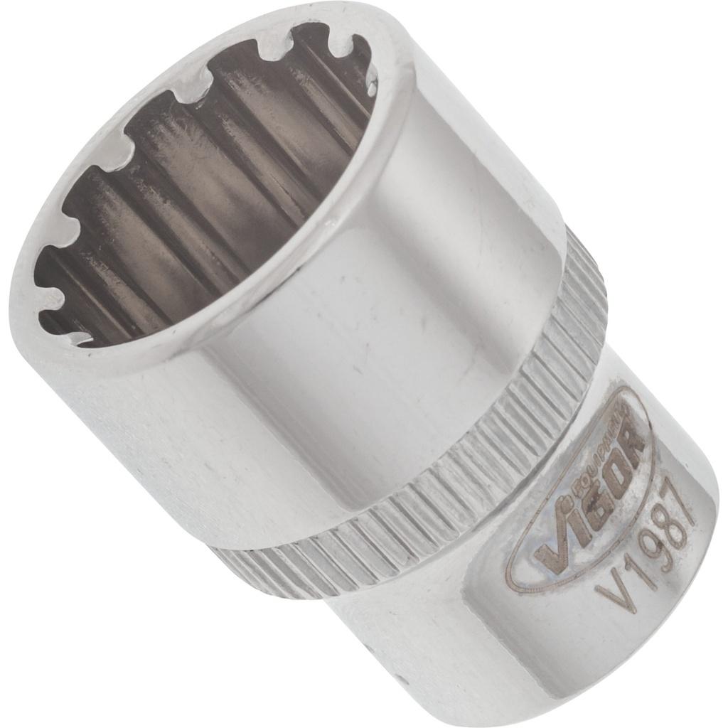 Socket with multi-purpose profile, 14 mm, 1/4 in. (V1987, VIGOR)
