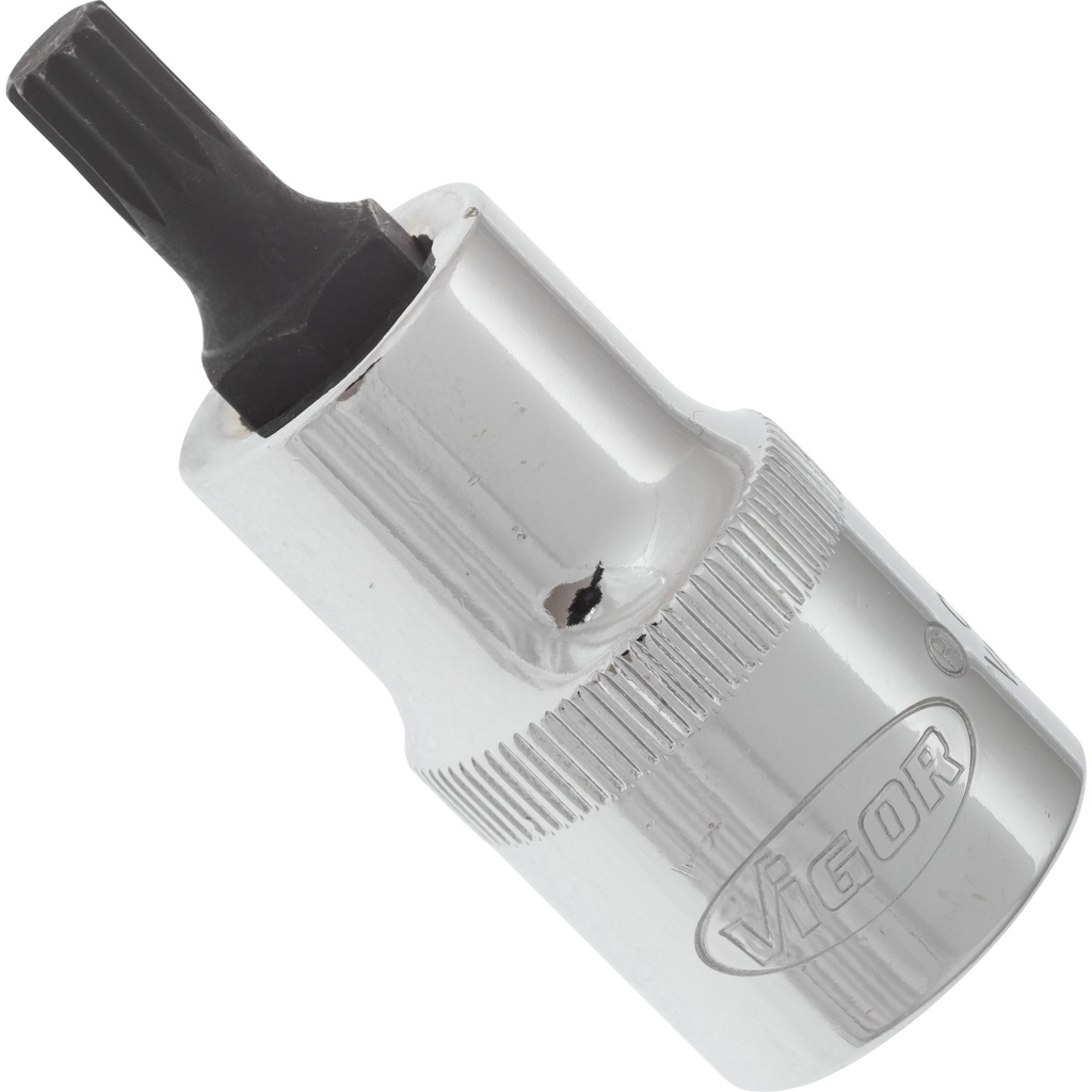 Screwdriver socket for screws with internal serration (XZN), 1/2 inch, M6, 57 mm (V2095, VIGOR)