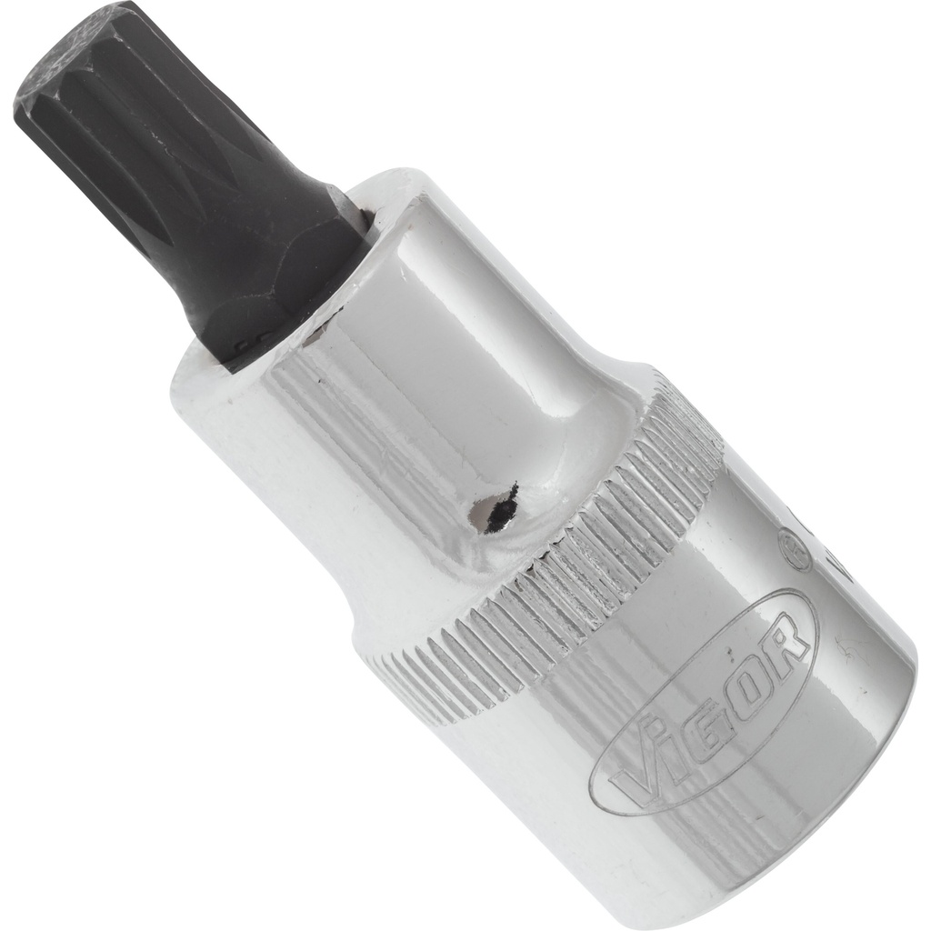 Screwdriver socket for screws with internal serration (XZN), 1/2 inch, M9, 55 mm (V2097, VIGOR)