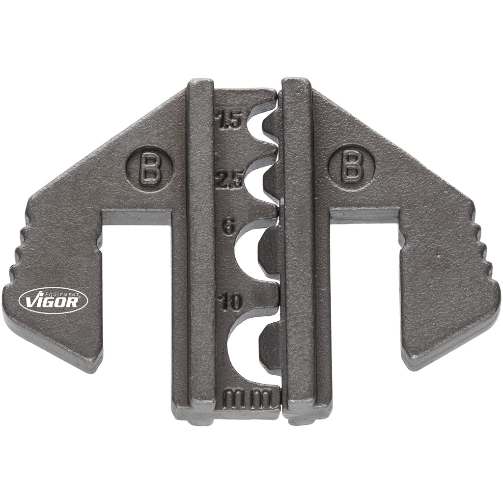 Crimping socket B: for closed ∙ non-insulated cable lugs of 1.5 ∙ 2.5 ∙ 6.0 ∙ 10 (V2499-B, VIGOR)