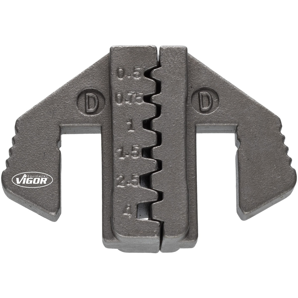 Crimping socket D: for wire end sleeves with or without collar from 0.5 – 4.0 mm (V2499-D, VIGOR)