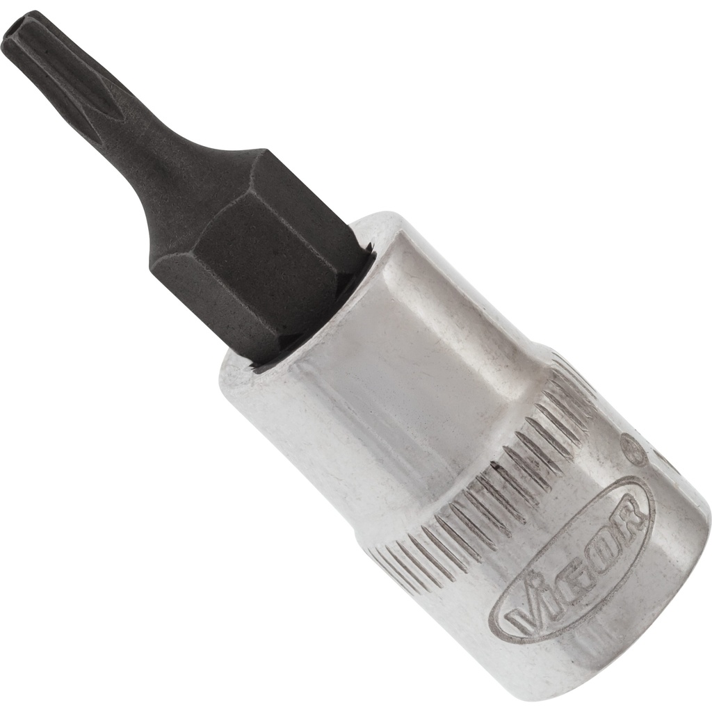 Atsuktuvo galvutė TORX T9H su skyle, 1/4 col. (V2596N, VIGOR)