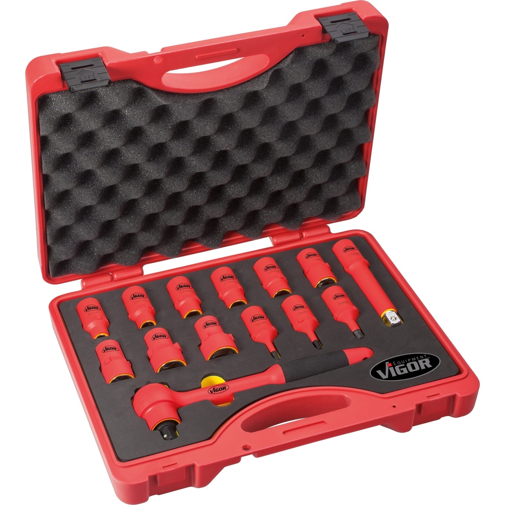 VDE socket set 1/2 in., 14 pcs (V3343, VIGOR)