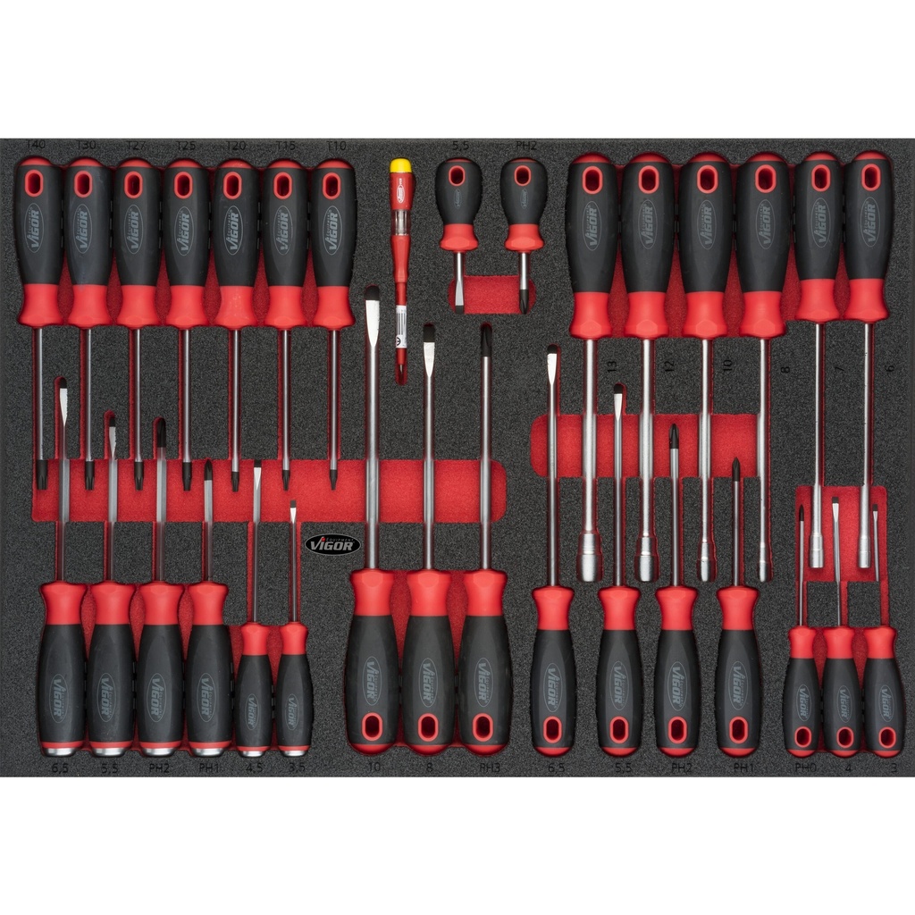 Screwdriver set in foam insert, 32 pieces (V4230, VIGOR)