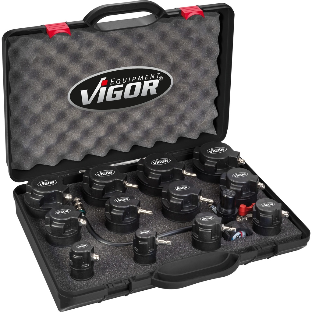 Turbo system pressure tester set, for motor vehicles (V4304, VIGOR)