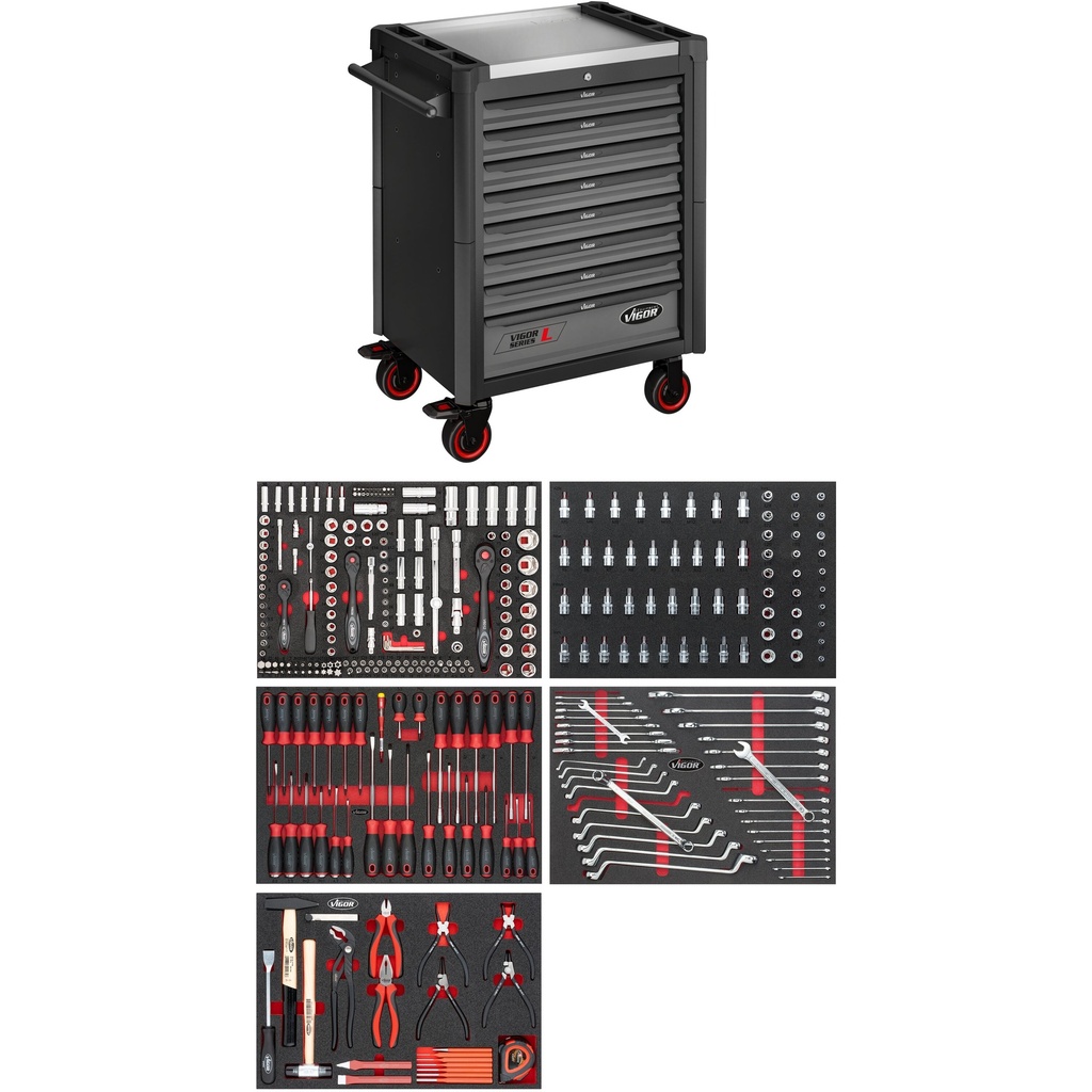Tool trolley Series L, with assortment (V4560-X, VIGOR)