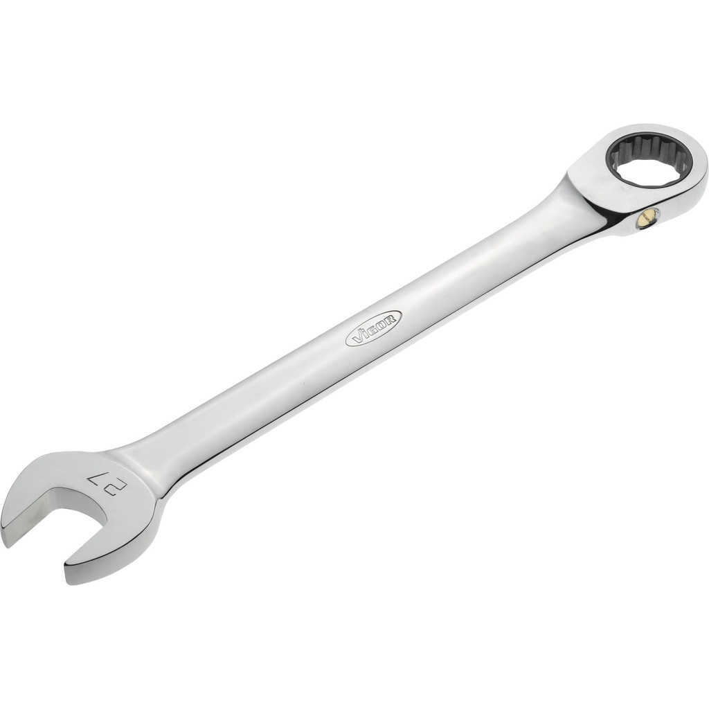 Ratcheting combination wrench, long, size 27 mm (V4964, VIGOR)