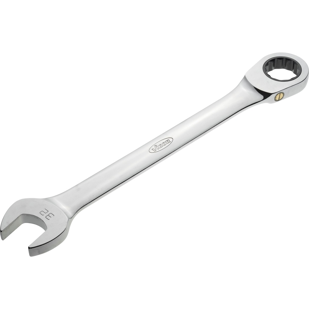 Ratcheting combination wrench, long, size 32 mm (V4966, VIGOR)