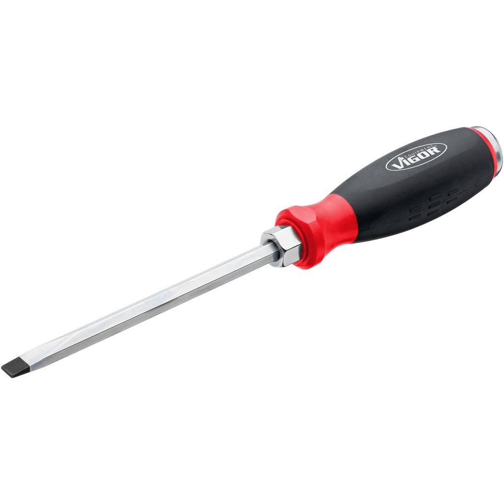 Screwdriver with impact cap and square drive, slotted 8 mm (V5010-SL8, VIGOR)