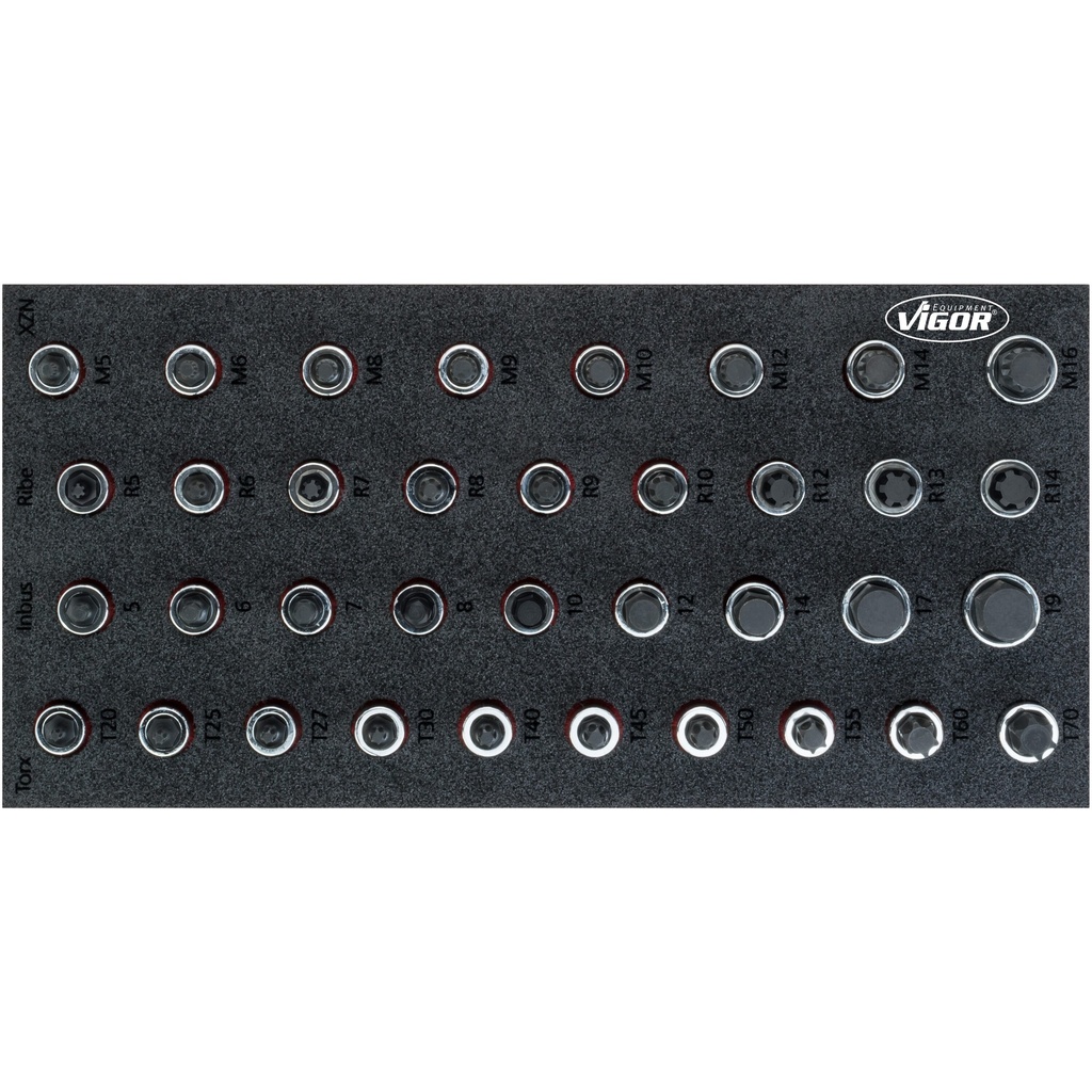 Screwdriver socket set, 1/2 inch, 36 pieces (V5099, VIGOR)