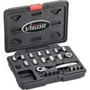 Super flat socket set, 1/4 inch (V5202, VIGOR)