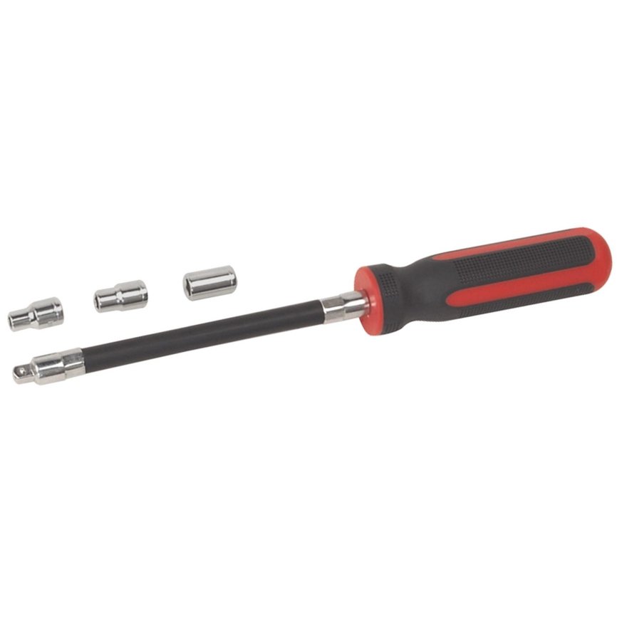⬡ Lankstus sąvaržų atsuktuvas su galvutėmis 4vnt. (AT1171, ELLIENT TOOLS)