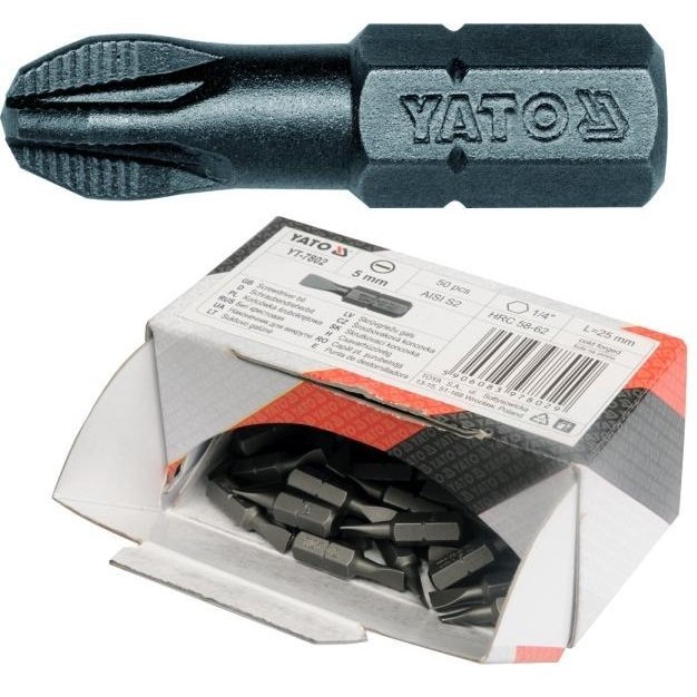 ⬡ Antgalis POZIDRIV 1/4" (6.3 mm), 5 vnt. PZ #3 x 25 mm (YT78125, YATO)