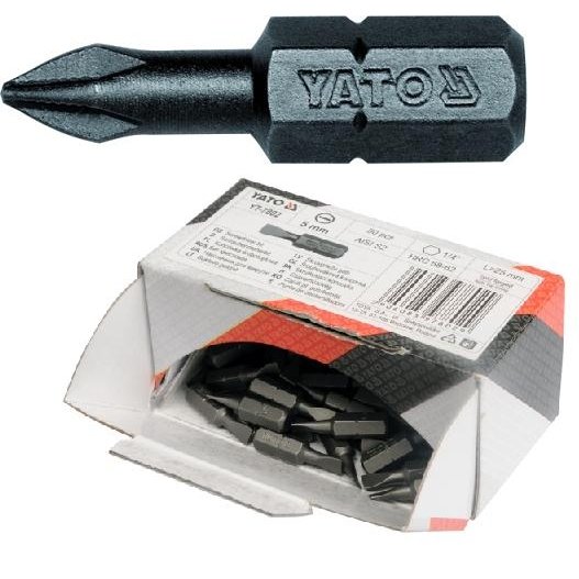 ⬡ 1/4" (6.3mm) Dr PHILLIPS bit, 5pcs. PH #3 x 25mm (YT78095, YATO)