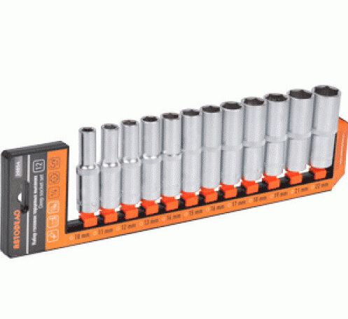 [39853] Galvučių rinkinys 11vnt.  (1/2", 6-kamės, 8,10,12,13,14,15,16,17,19,22,24mm)(plate) AVTODELO 39853