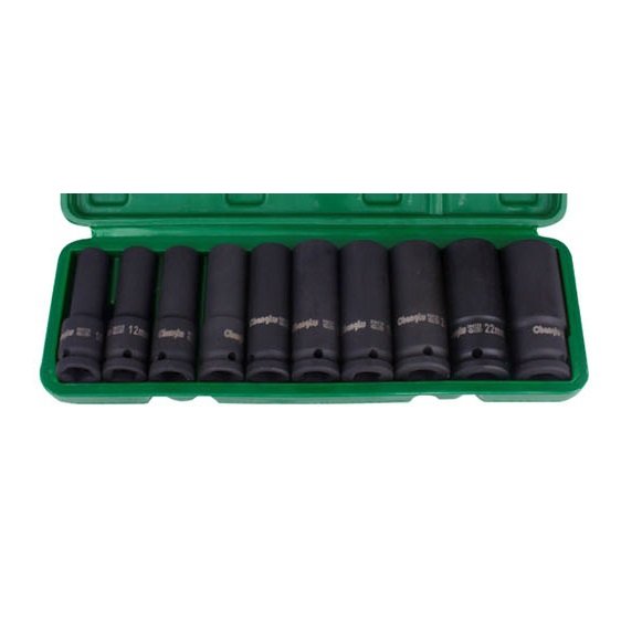 ⬡ 1/2" Deep impact socket set 10pcs. (CL105410, CHANGLU TOOLS)
