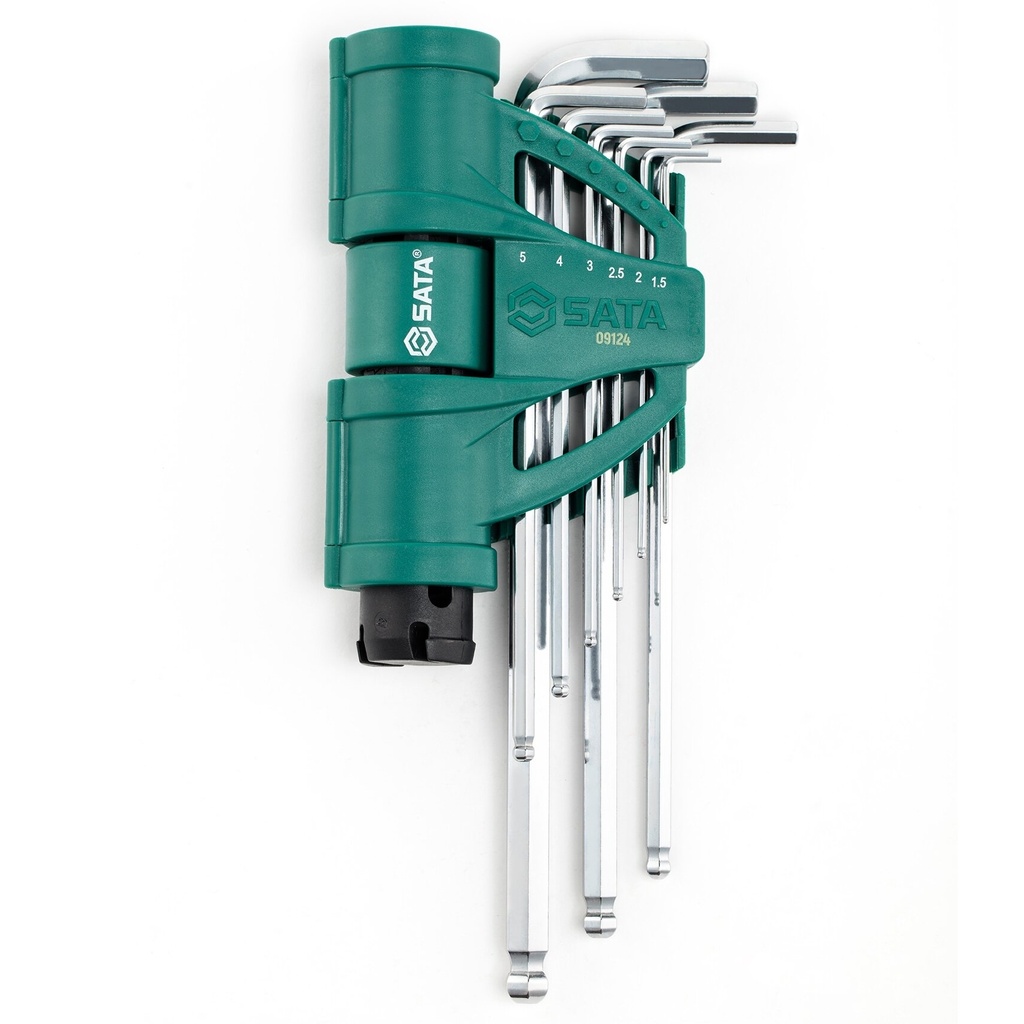 ⬡ L-type hex key extra long extra strength ball point set 9pcs. (S09124, SATA)