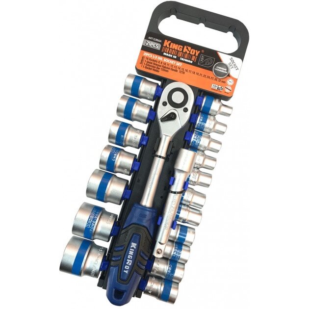 ⬡ 1/2" Dr. Socket set 21pcs. (KR021MJA, KINGROY)