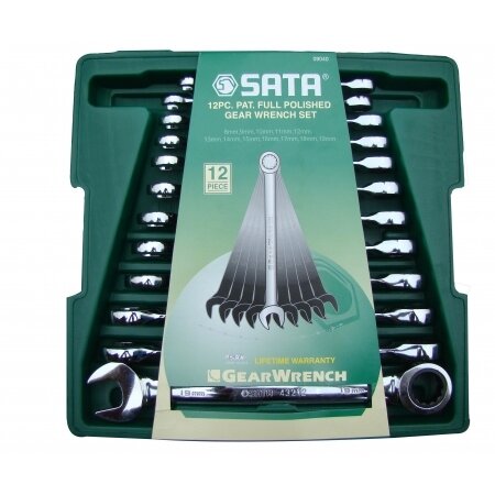 ⬡ Combination gear wrenches set 12pcs. (8-19) (S09040, SATA)
