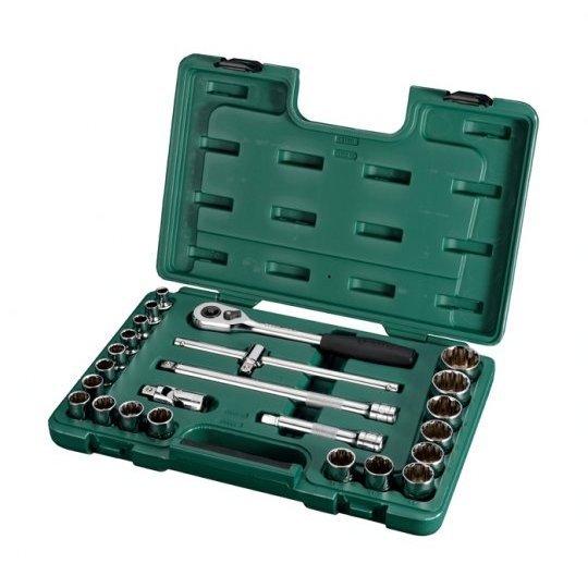 ⬡ 1/2" Dr. Socket 12pt. set 24pcs. (S09060, SATA)