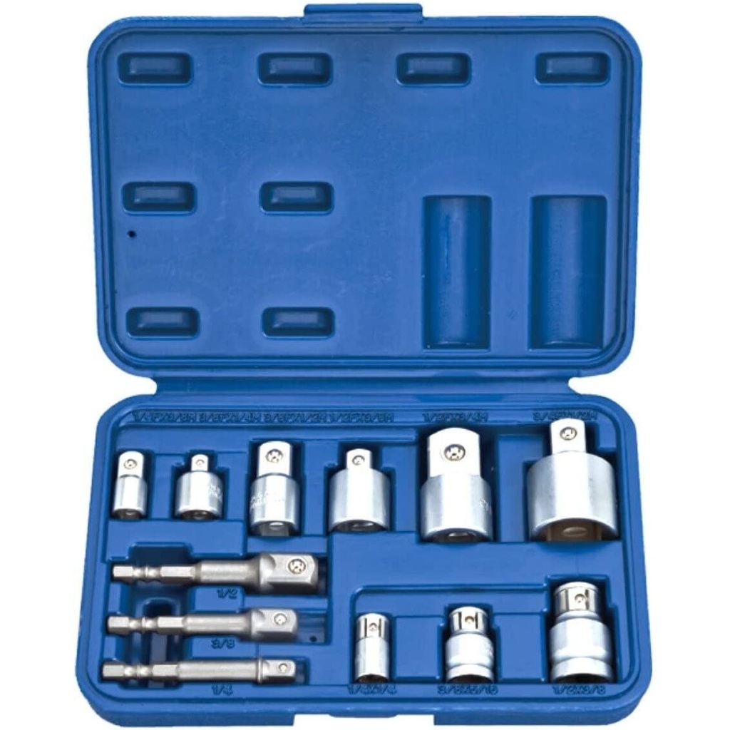 ⬡ 1/4" + 3/8" + 1/2" + 3/4" Dr. Adapter set 12pcs. (KR30166012, KINGROY)