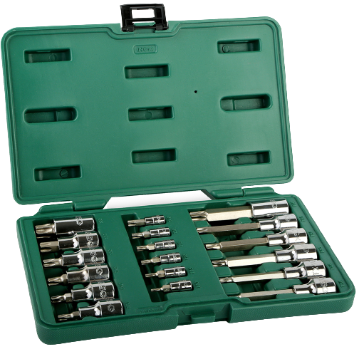 ⬡ 1/4" + 1/2" Dr. Bit socket set (TORX) 18pcs. (S09052, SATA)