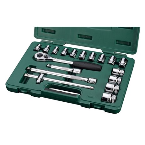 ⬡ Galvučių rinkinys 1/2" 12-briaunis 18 vnt. (S09204, SATA)