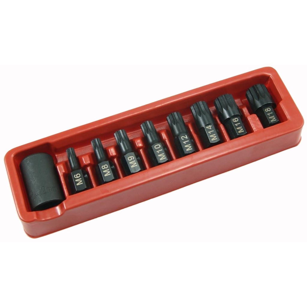 ⬡ 1/2" Dr. Bit socket impact set (SPLINE) 9pcs. (SB2122, ELLIENT TOOLS)