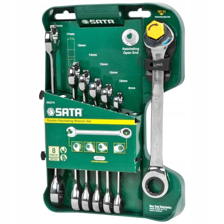 ⬡ Combination gear wrenches set 8pcs. (8-19) (S08007A, SATA)