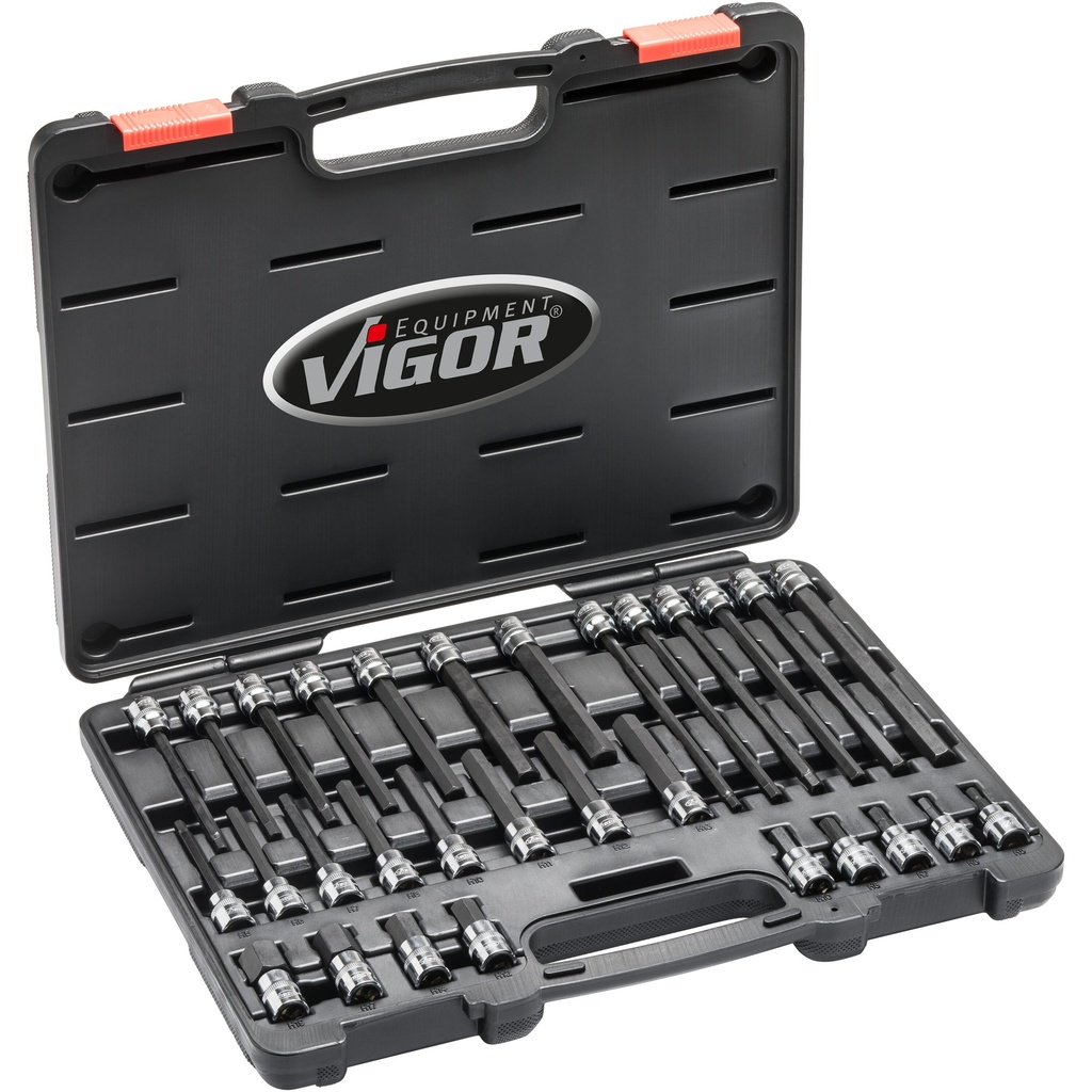Hex screwdriver socket set, 3/8 inch, 5–19 mm, 30 pieces (V6019, VIGOR)