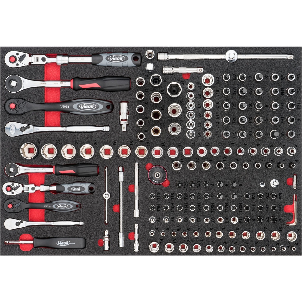Socket set, 165 pcs (V6821, VIGOR)