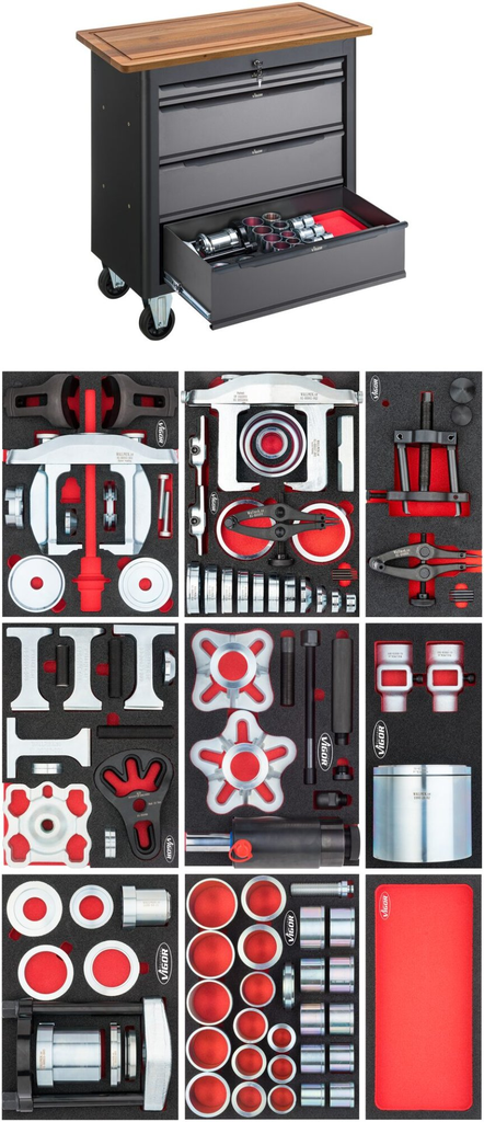 Mobilus darbastalis XL serija su specialiųjų įrankių komplektu, 117 vnt. (V7026, VIGOR)