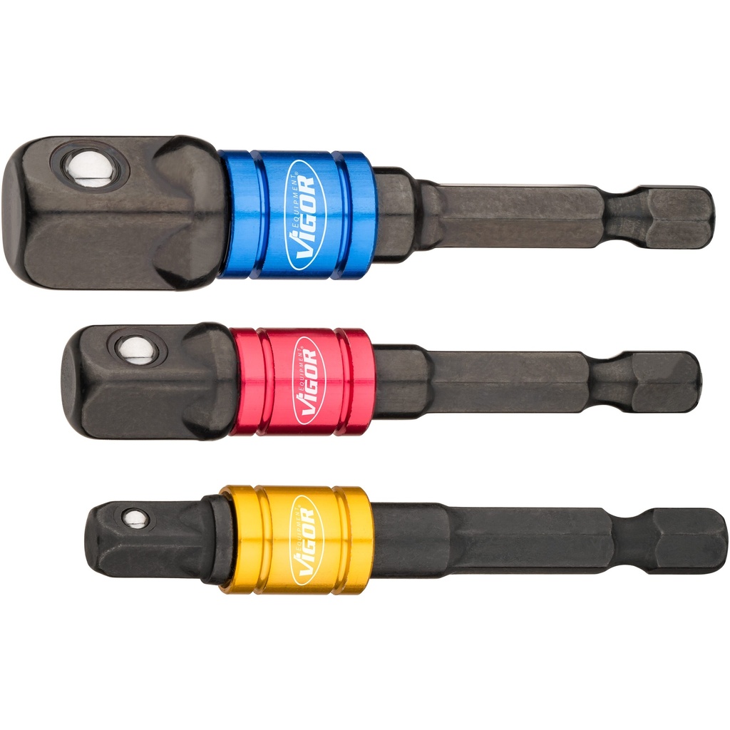 Socket adapter set, 3 pcs, 1/4-3/8-1/2 (V7603/3, VIGOR)