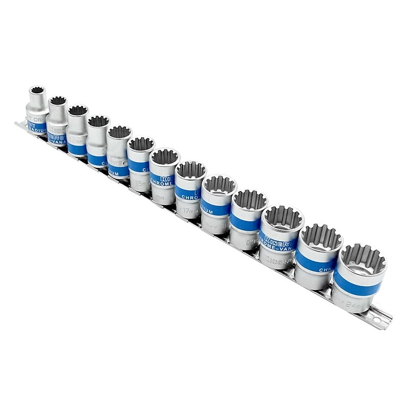 ⬡ Galvučių rinkinys 1/2" 13 vnt. žvaigždinis (SPLINE) (KR30187013S, KINGROY)