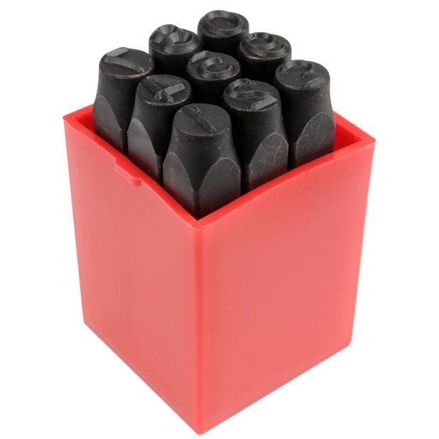 ⬡ Number punch stamp set 8 mm, 9 pcs (YT6855, YATO)