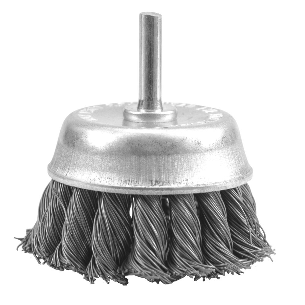 ⬡ Twisted knot wire cup brush with shaft, 65mm (YL210065)