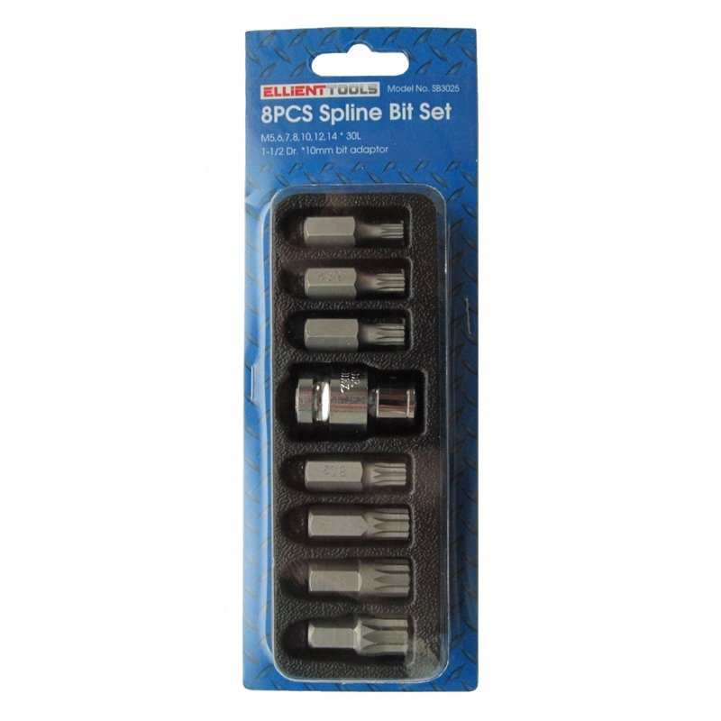⬡ Atsuktuvo antgalių rinkinys 8 vnt. SPLINE (SB3025, ELLIENT TOOLS)