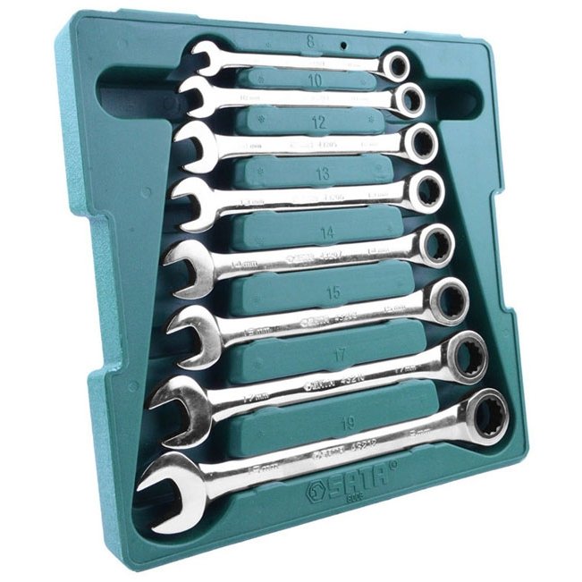 ⬡ Combination gear wrenches set 8pcs (8-19mm) (S08008, SATA)
