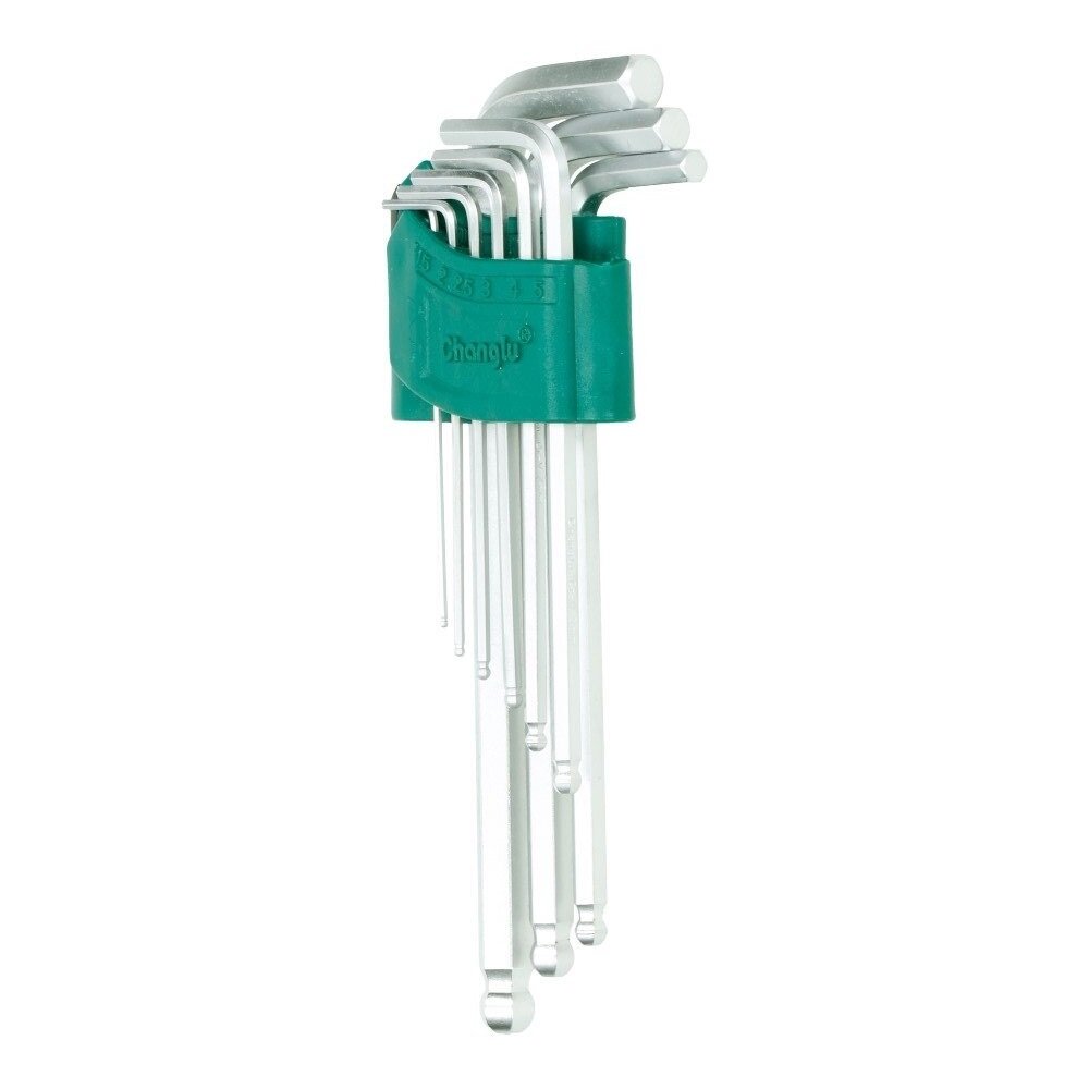 ⬡ L formos šešiabriaunis raktas su rutuliniu galu rinkinys 9 vnt. (CL401902, CHANGLU TOOLS)