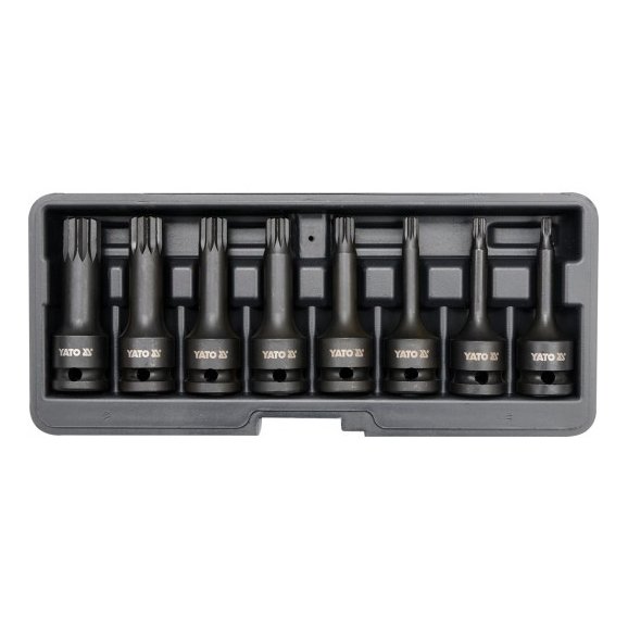 ⬡ 1/2" Dr. Deep bit socket impact set (SPLINE) 8pcs. (YT1069, YATO)