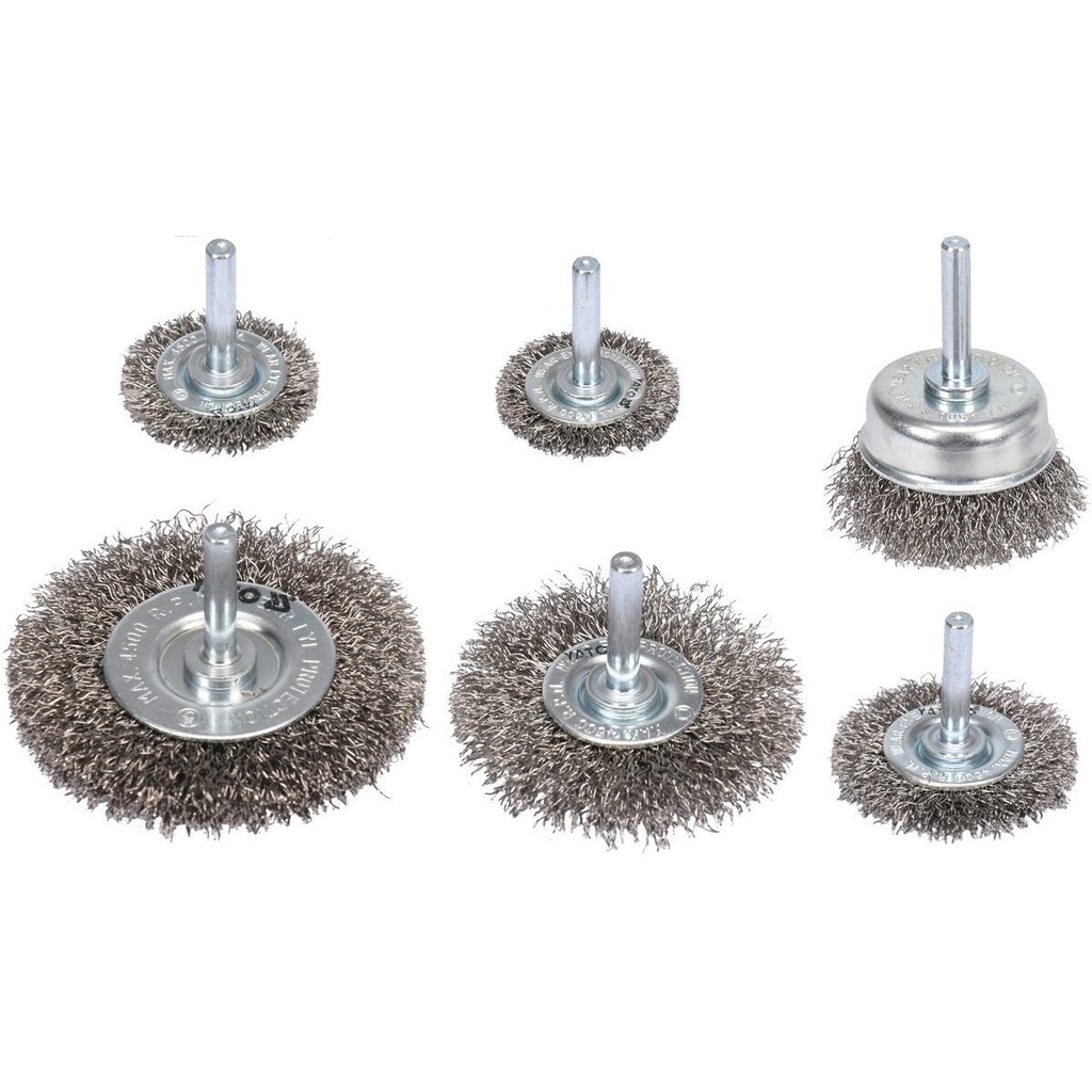⬡ Wire brush with shank set 6pcs INOX (YT47593, YATO)