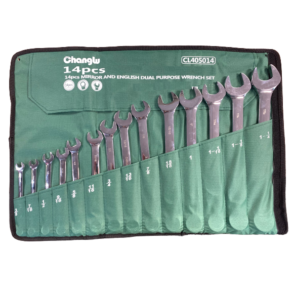 ⬡ Combination wrench set 14 pcs (S.A.E.) (CL405014, CHANGLU TOOLS)