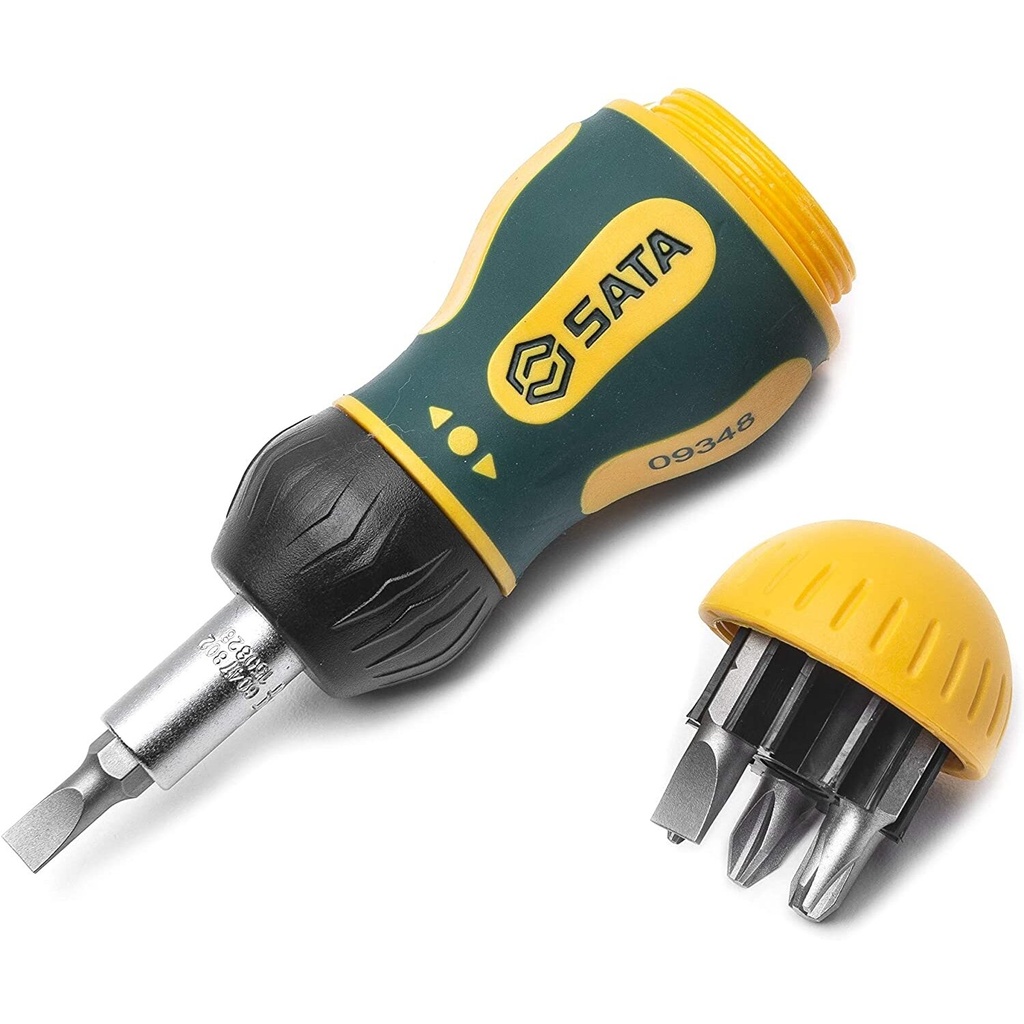 ⬡ Ratcheting screwdriver with interchangeable bits (7 pcs) (ST09348, SATA)