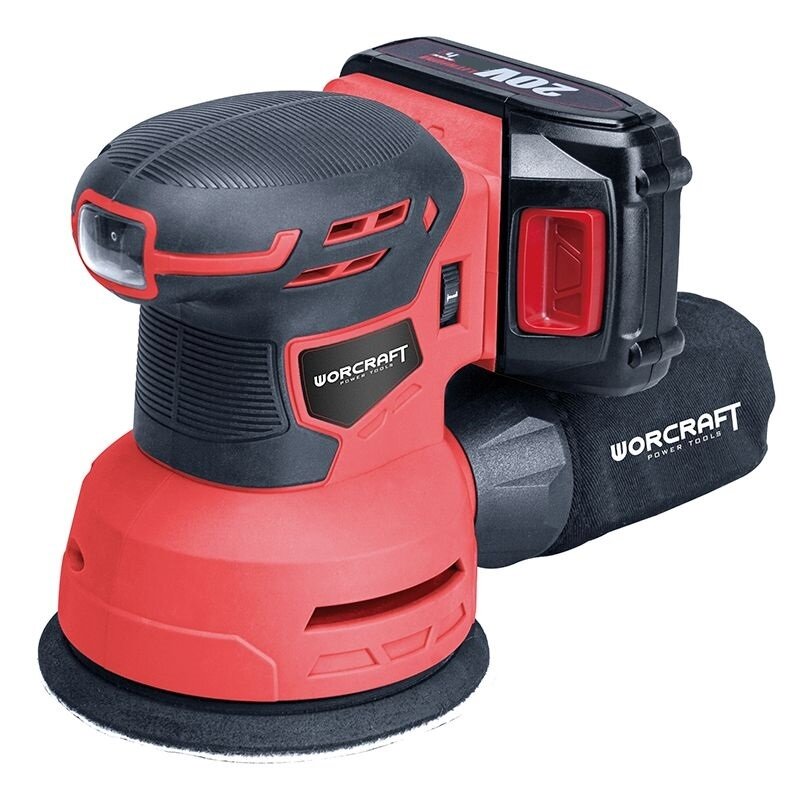 ⬡ Cordless Random Orbit Sander 125 mm WORCRAFT 20V Li-ion (CRSS20LI, WORCRAFT)