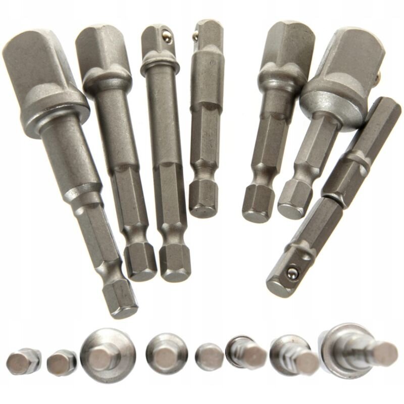 ⬡ 1/4" + 3/8" + 1/2" Dr. Drill socket adapter set 8pcs (KD1559)