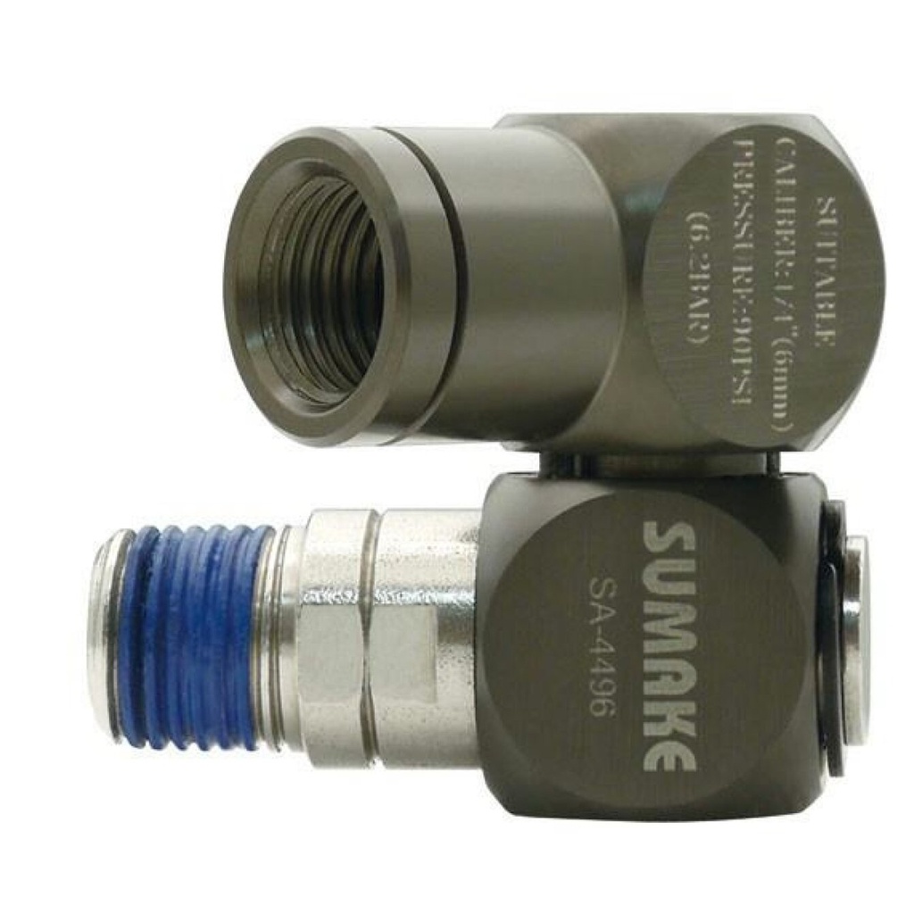 ⬡ Universal connector 1/4" (ext & int thread) swivel 360° (CA403, SUMAKE)