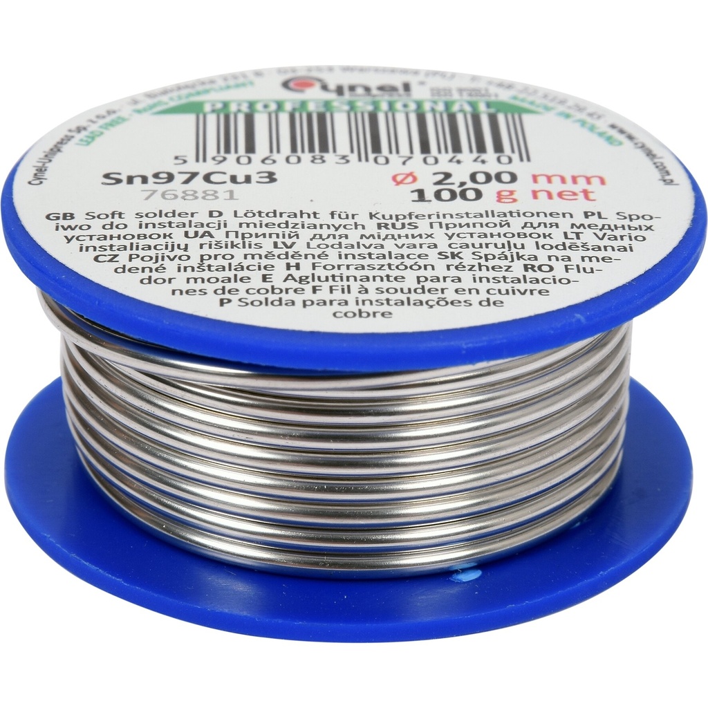 ⬡ Lydmetalis variui 2,0 mm (Sn97Cu3) 100 g (76881)