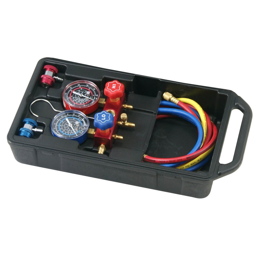⬡ Manifold gauge set for refrigerant R134a/R12 (AT3030A, ELLIENT TOOLS)